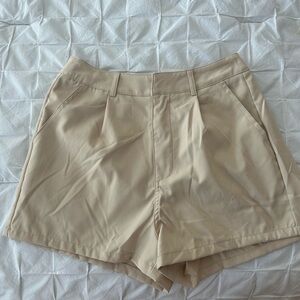 High Waist Cream Shorts
